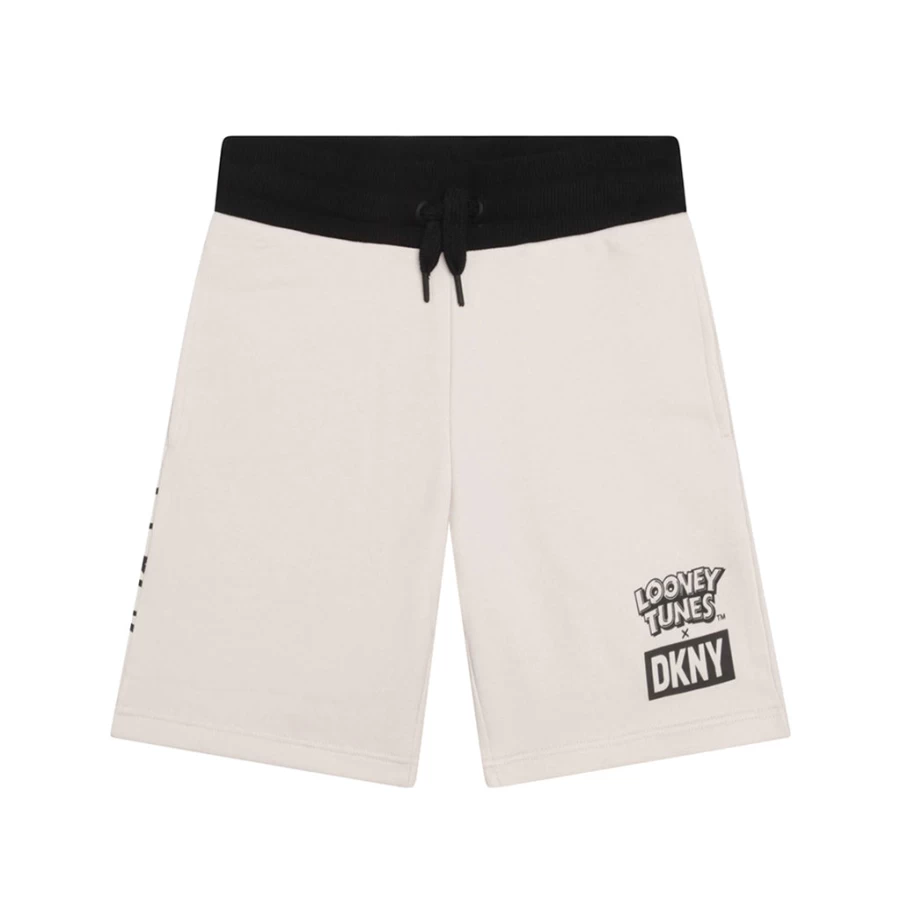KIDS21 Looney Tunes X DKNY Bermuda Shorts for Kids - White Cotton Casual Summer Shorts