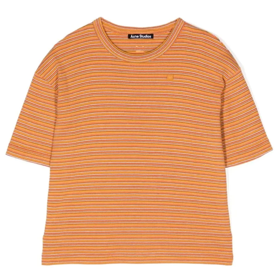 KIDS21 Orange Mini Oxford Fine Stripe T-Shirt for Kids