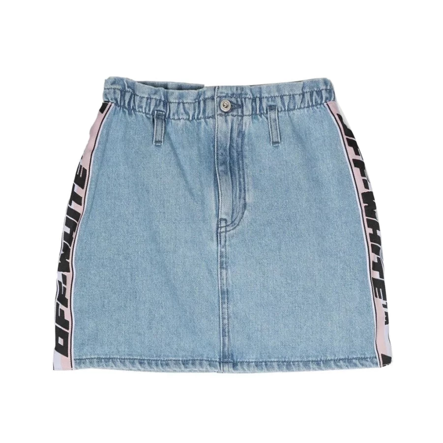KIDS21 Indigo Denim Skirt - Industrial Style Tape Detail Women's Fashion