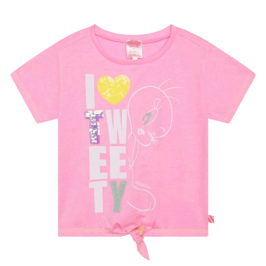 KIDS21 Pink Looney Tunes X Billieblush Kids Short Sleeve T-Shirt Cartoon Graphic Tee
