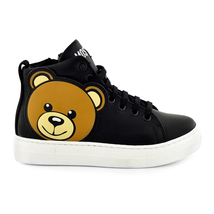 KIDS21 Black Hi-Cut Toy Bear Sneakers for Kids