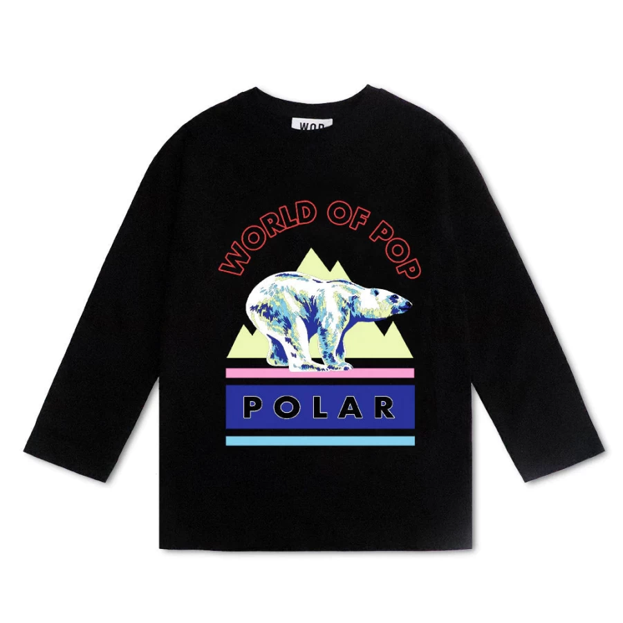 "KIDS21 Black Polar Graphic T-Shirt for Kids - Stylish & Comfortable"
