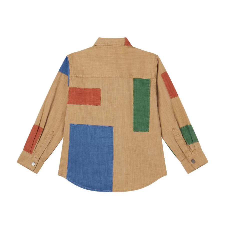 "KIDS21 Beige Patchwork Shirt for Kids – Stylish & Comfortable"