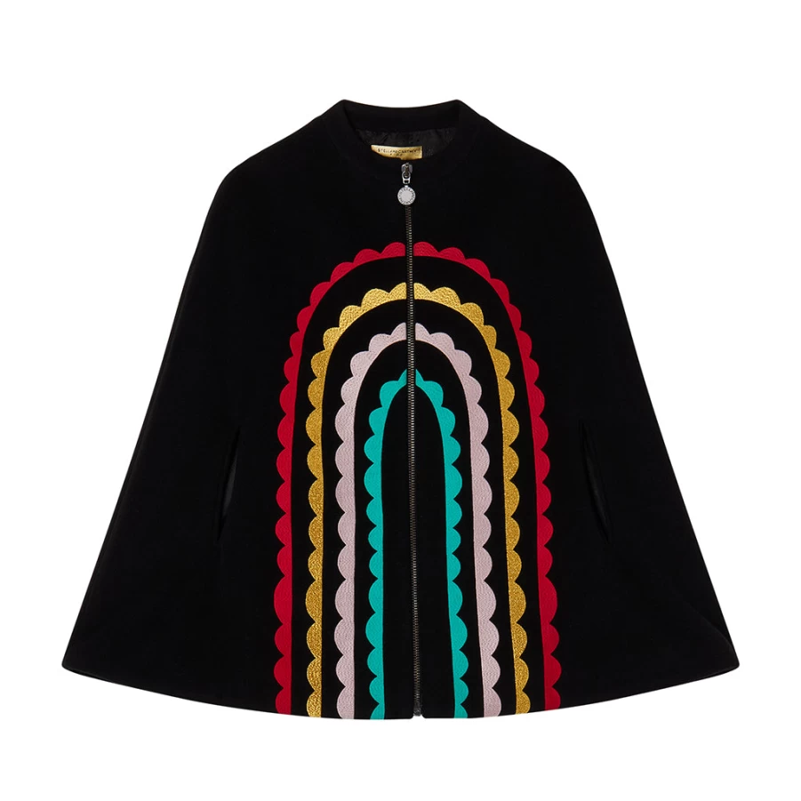 KIDS21 Black Rainbow Winter Cape for Kids - Warm & Stylish Outerwear
