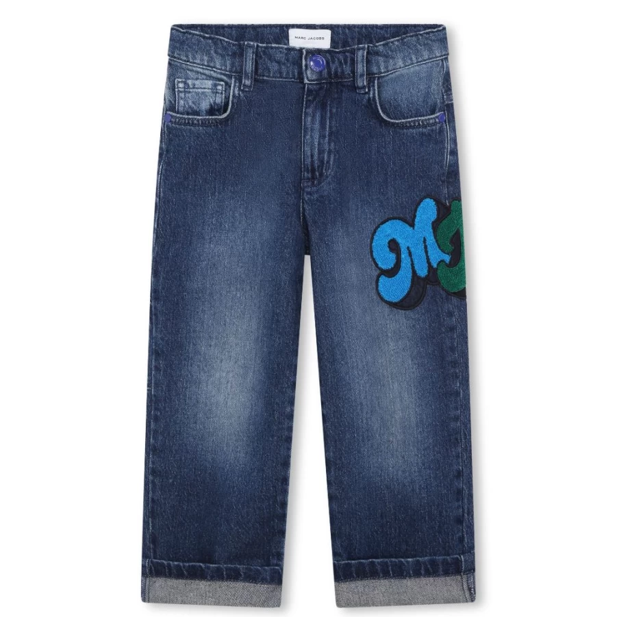KIDS21 Indigo Denim Jeans with Embroidered Logo Gum Patch for Kids