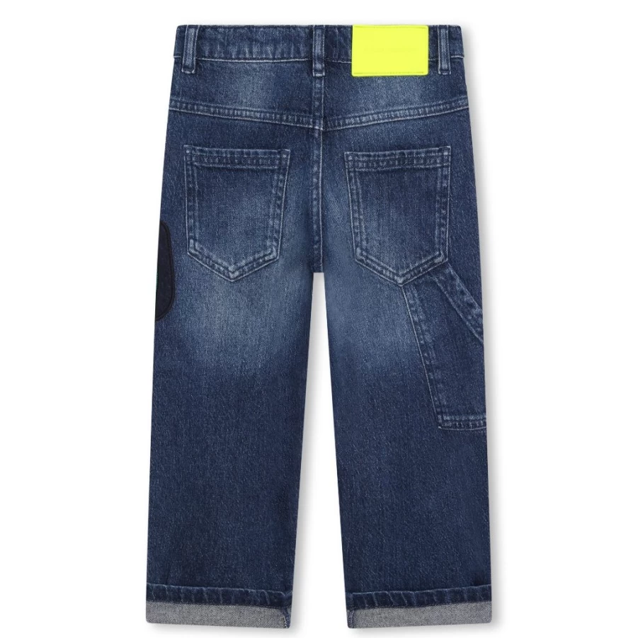 KIDS21 Indigo Denim Jeans with Embroidered Logo Gum Patch for Kids