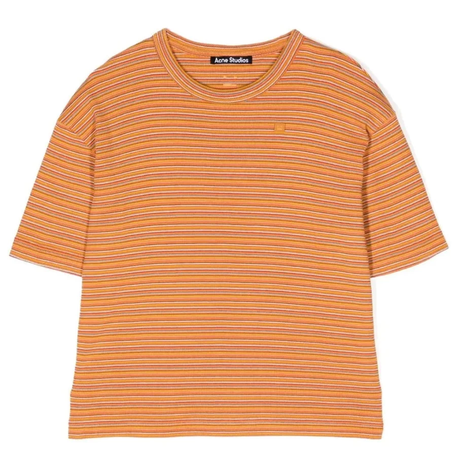 KIDS21 Orange Mini Oxford Fine Stripe T-Shirt for Kids