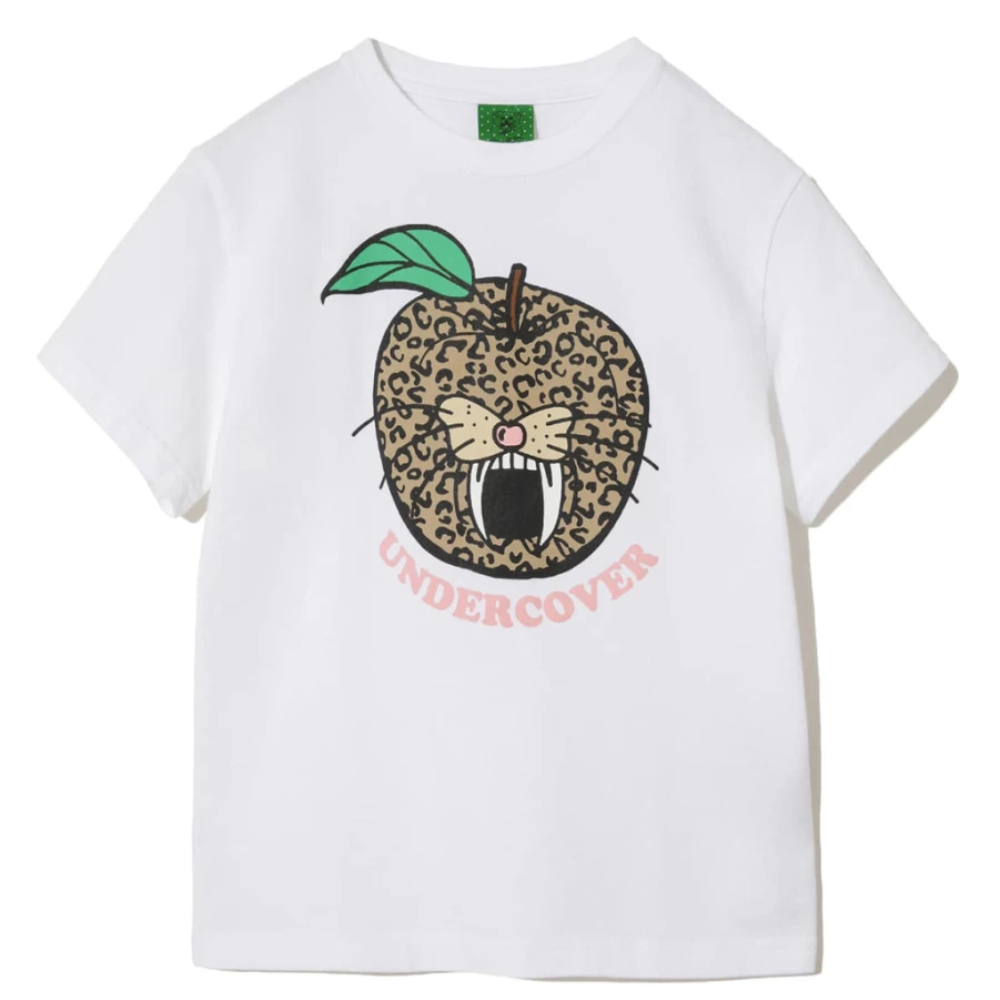 KIDS21 White Apple Cat Graphic T-Shirt for Kids - Cute Animal Print Tee