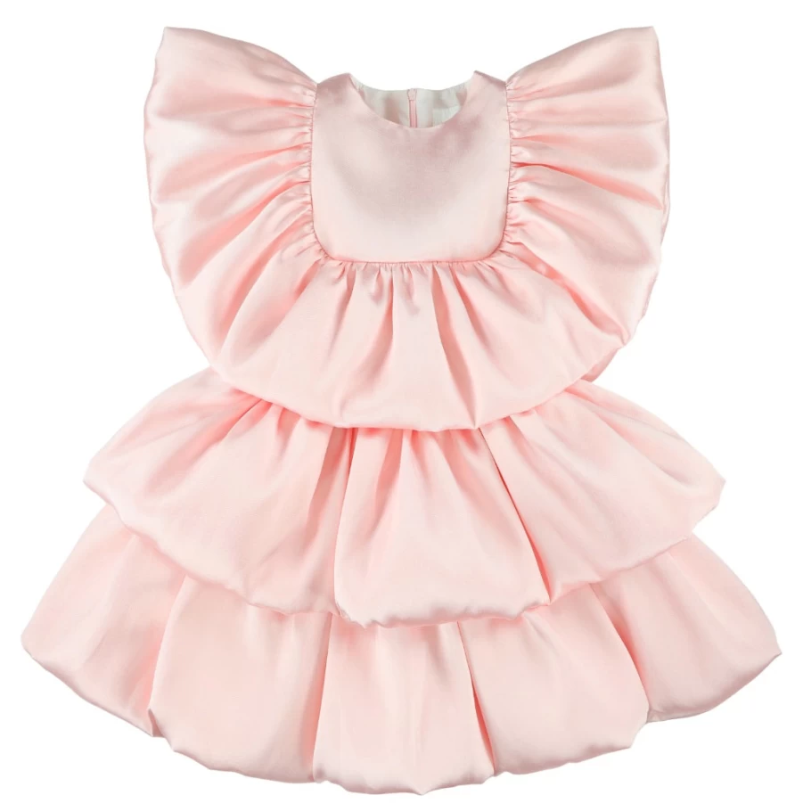 "KIDS21 Pink Glossy Tiered Dress for Girls - Elegant & Stylish Party Wear"