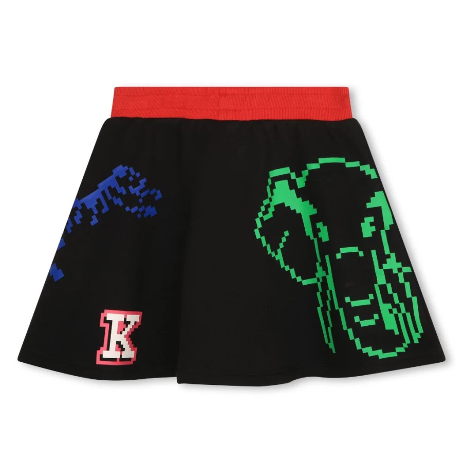 "KIDS21 Black Jungle Animals Print Skirt for Kids - Fun Animal Design"