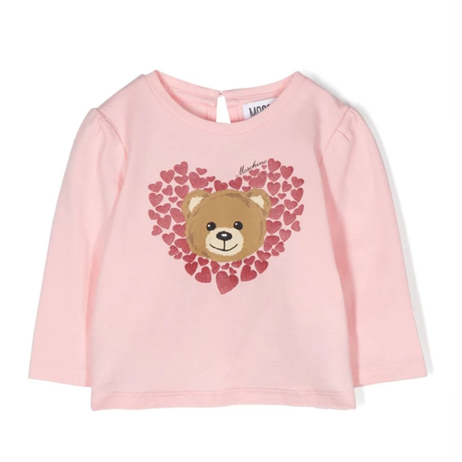 KIDS21 Pink Bear Heart Graphic T-Shirt for Kids - Cute Cartoon Animal Tee