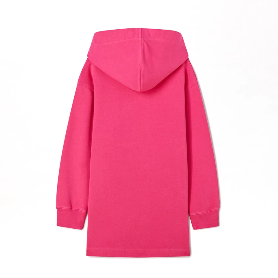 "KIDS21 Fuchsia Classic Curved Logo Hoodie Dress for Kids"