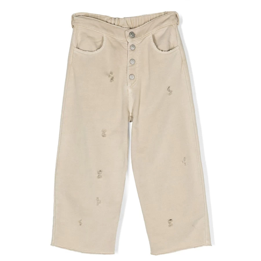 KIDS21 Girls Beige Front Buttoned Pants for Toddlers - Comfortable Stretchy High Waist Casual Trousers