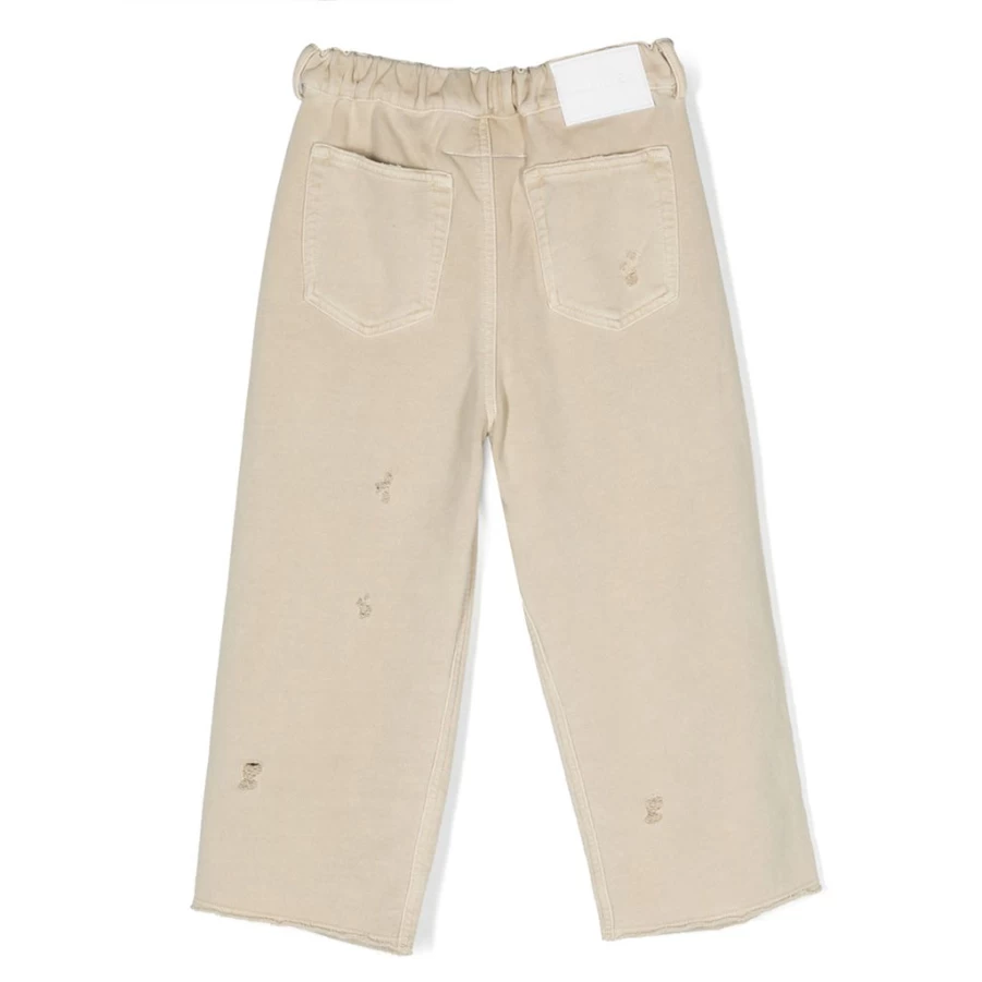 KIDS21 Girls Beige Front Buttoned Pants for Toddlers - Comfortable Stretchy High Waist Casual Trousers
