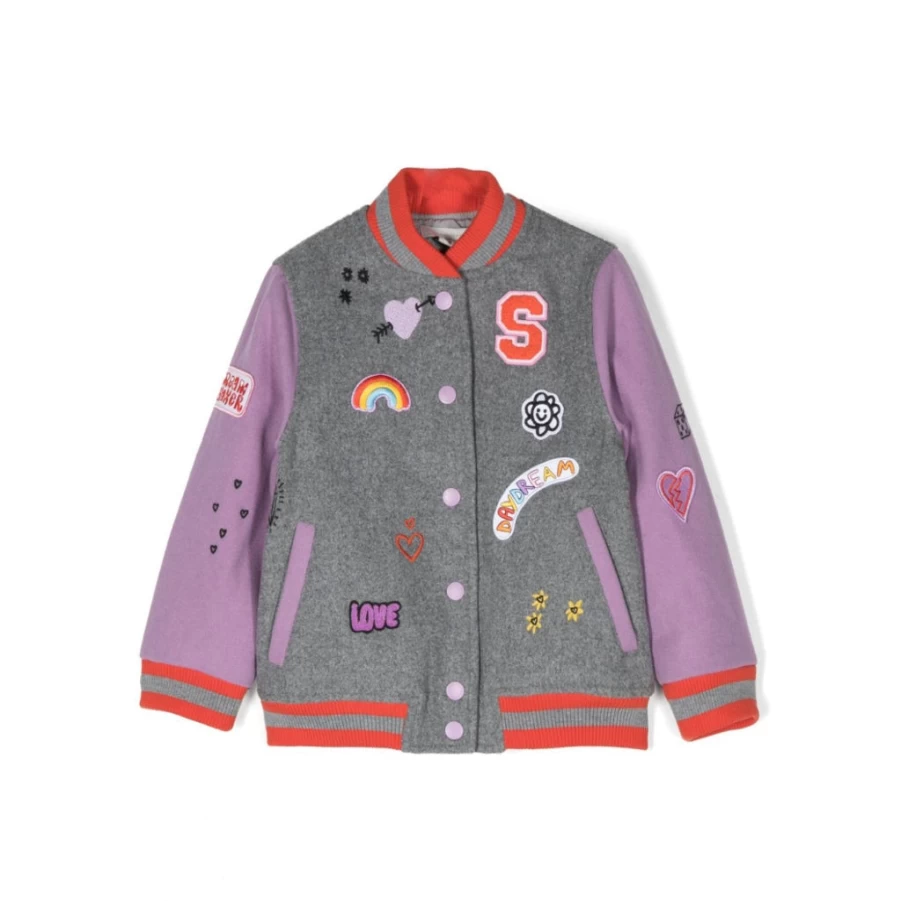 KIDS21 Grey Patches Bomber Jacket for Kids - Stylish & Comfortable Outerwear