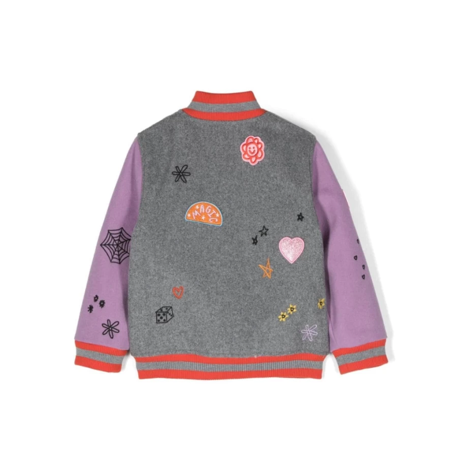 KIDS21 Grey Patches Bomber Jacket for Kids - Stylish & Comfortable Outerwear