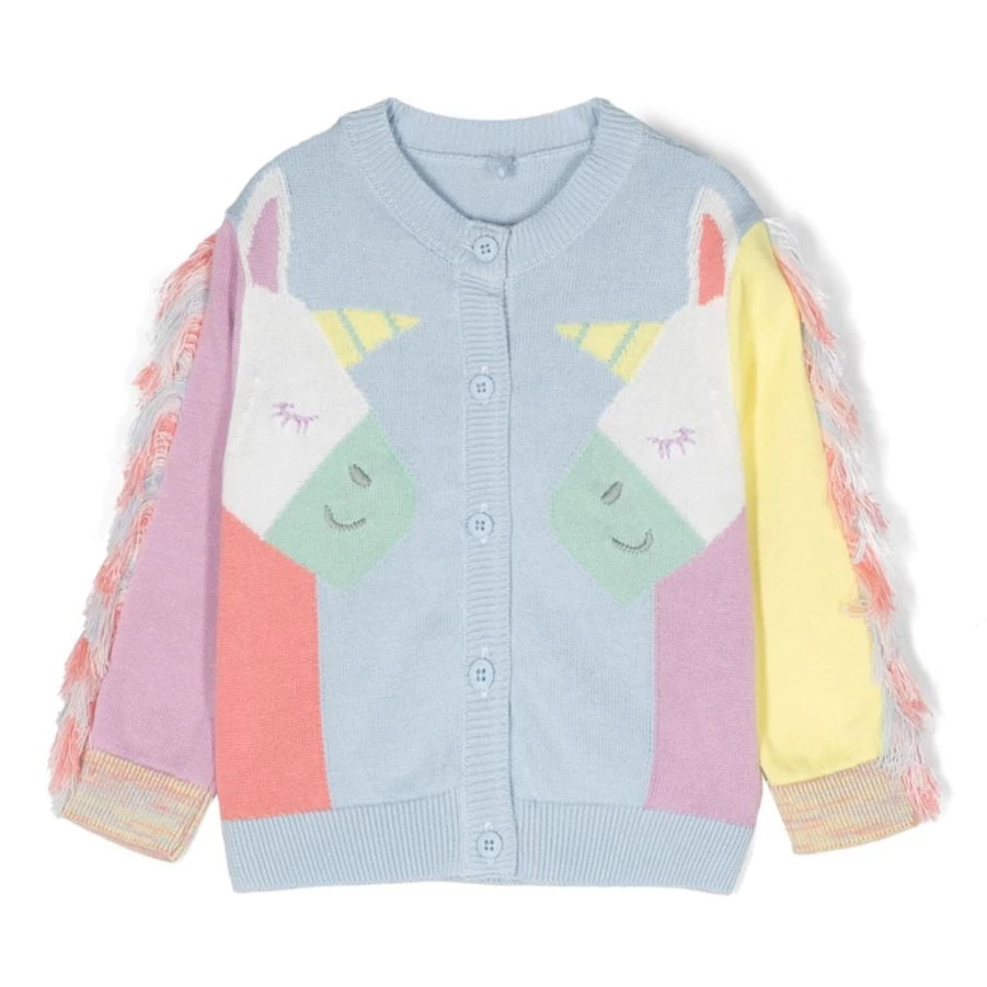 "KIDS21 Light Blue Unicorn Knit Cardigan for Kids – Soft & Cozy Fantasy Sweater"