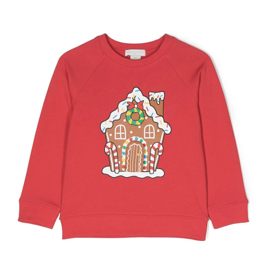 "KIDS21 Red Gingerbread House Christmas Sweatshirt for Kids Holiday Cozy Pullover"