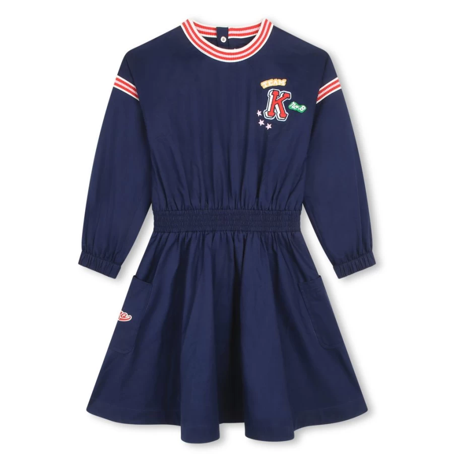 KIDS21 Navy Stripe Logo Dress for Kids | New K Visual Design