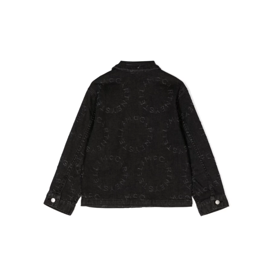 KIDS21 Black Denim Jacket with Graphic Logo for Stylish Outfits