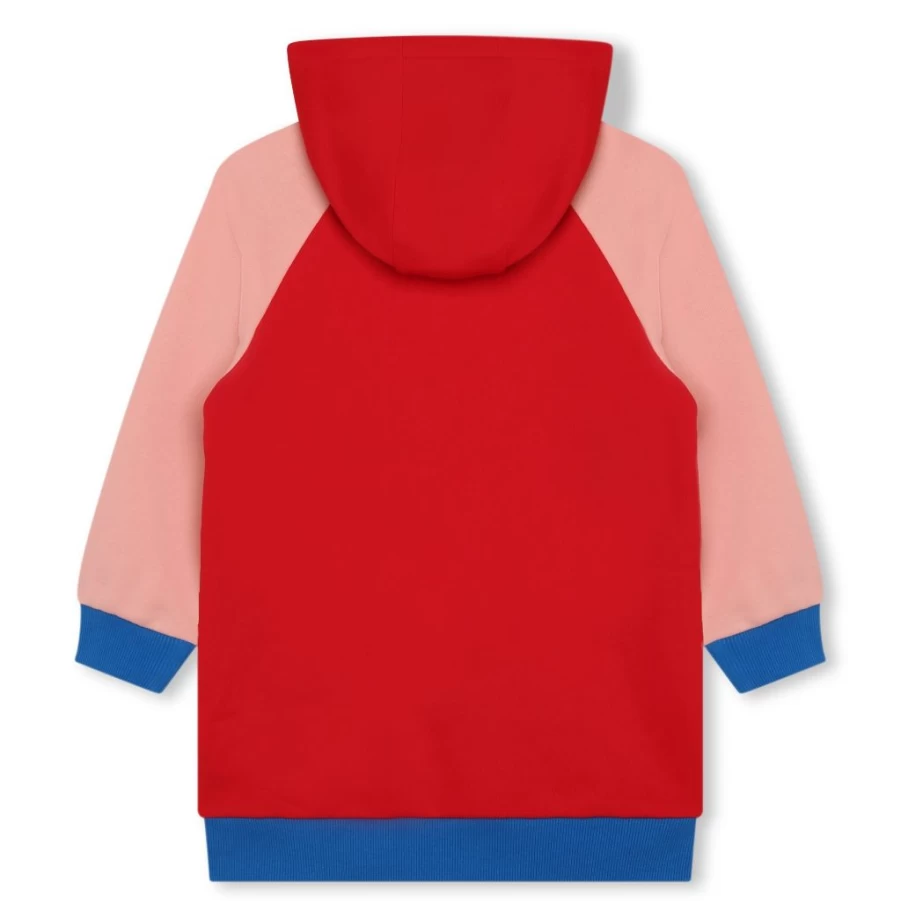 "KIDS21 Red Colour-Block Dress for Kids - Stylish Two-Tone Design"
