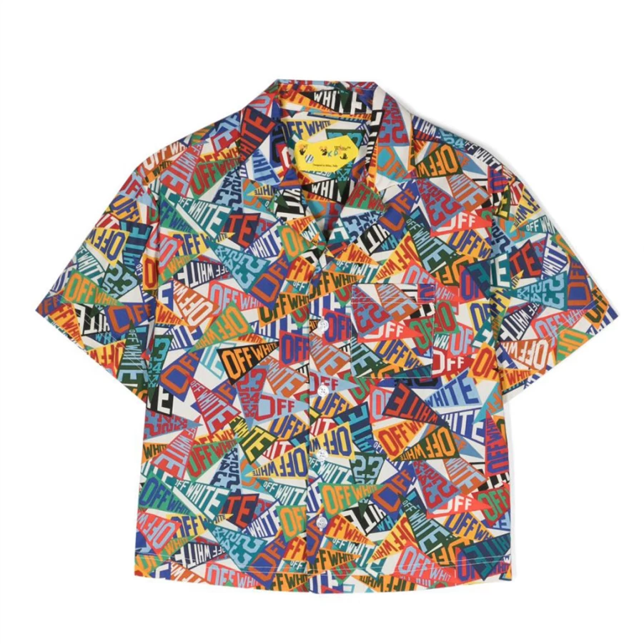 "KIDS21 Multi-Colored Flags Bowling Shirt for Kids - Vibrant Patterned Team Uniform"