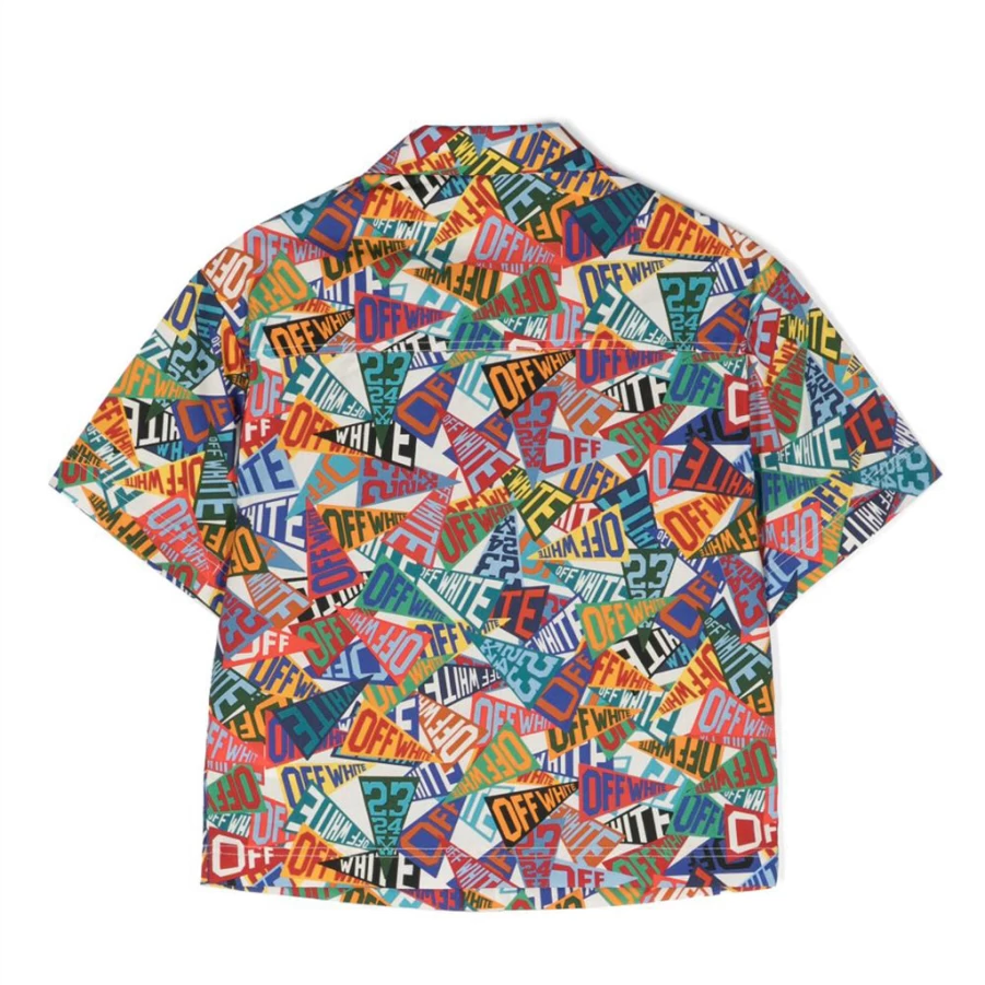 "KIDS21 Multi-Colored Flags Bowling Shirt for Kids - Vibrant Patterned Team Uniform"