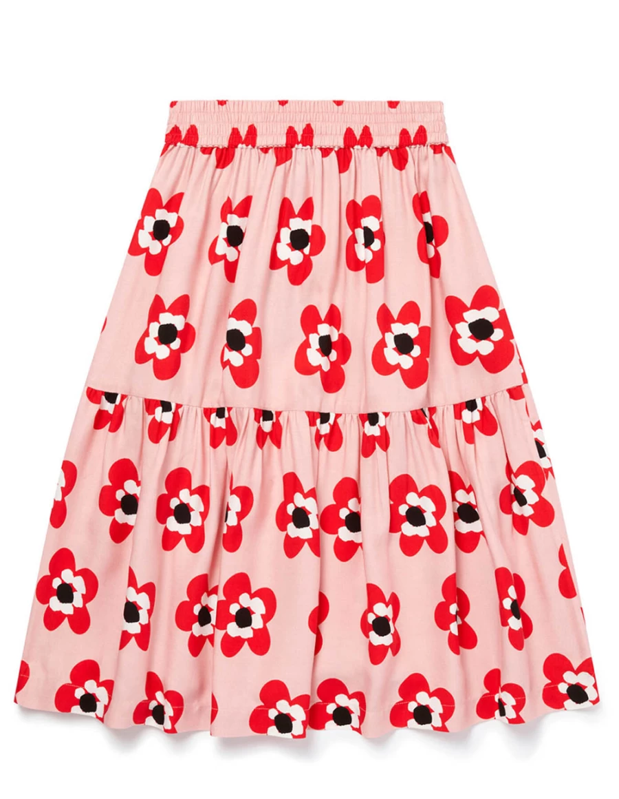 "KIDS21 Pink Floral Graphic Print Skirt for Girls"