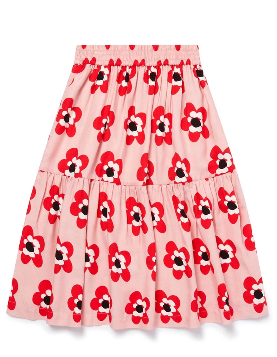"KIDS21 Pink Floral Graphic Print Skirt for Girls"