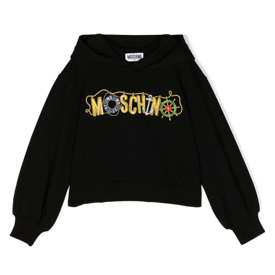 KIDS21 Black Logo Hoodie for Kids - Premium Cotton Pullover with Front Print