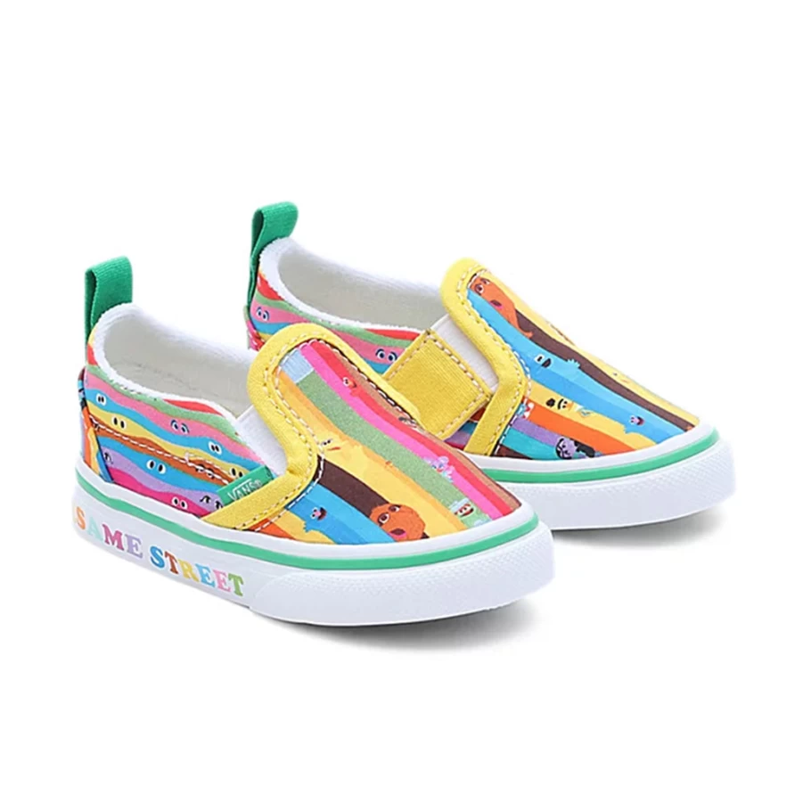 KIDS21 Multi-Colored Slip-On Sneakers Inspired by Vans X Sesame Street Collaboration for Kids