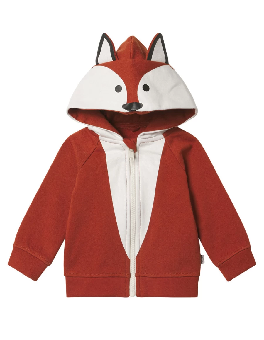 KIDS21 Brown Fox Print Jersey Cardigan for Kids
