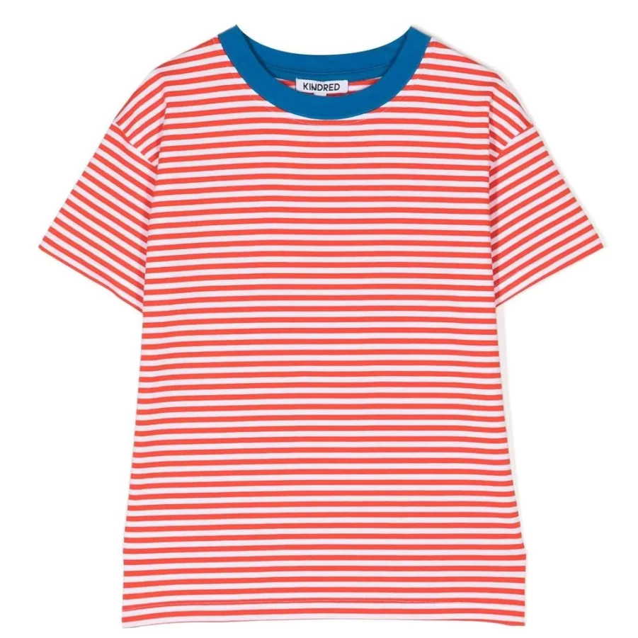 "KIDS21 Red Horizontal Striped T-Shirt for Kids - Soft Cotton Casual Tee"