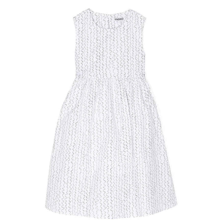 KIDS21 Black Wave Print Sleeveless Summer Dress for Kids