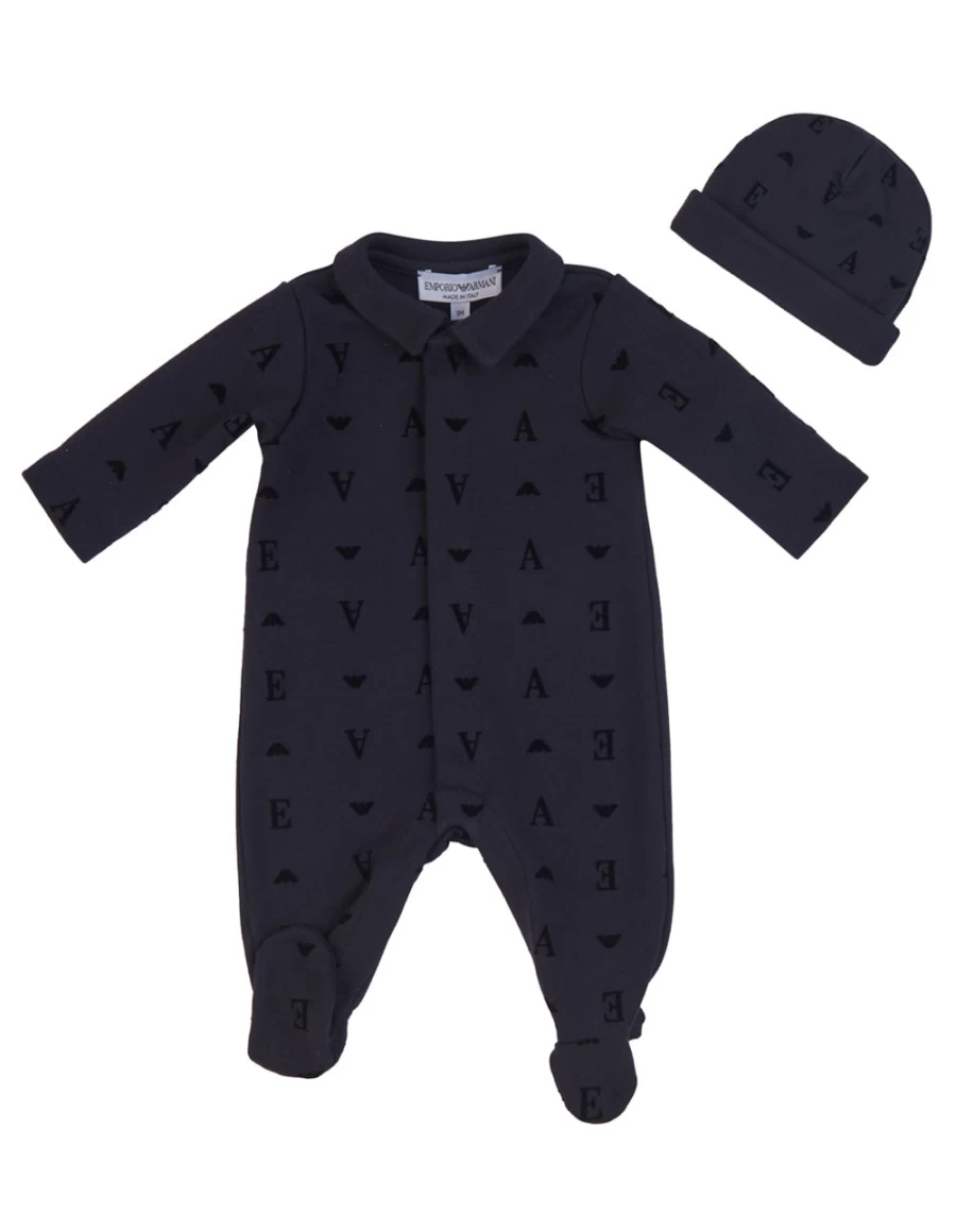 "KIDS21 Blue Logo Romper Set With Matching Hat for Babies"