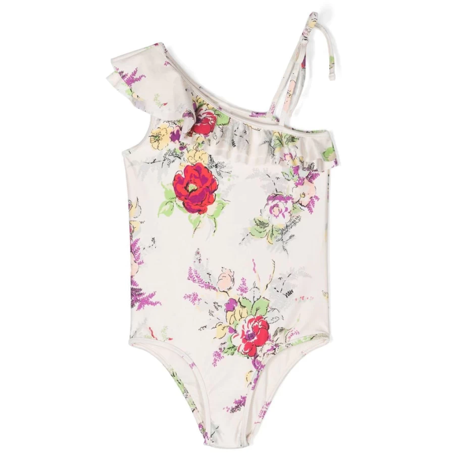 KIDS21 Multi-Colored Clover Frill Swimsuit for Girls - Stylish Floral Print Swimwear