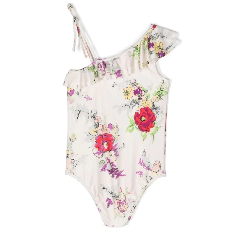 KIDS21 Multi-Colored Clover Frill Swimsuit for Girls - Stylish Floral Print Swimwear