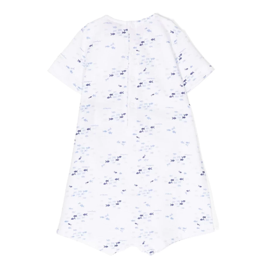 "KIDS21 Light Blue Fishes Print Romper for Kids - Cute Baby Boys & Girls Outfit"