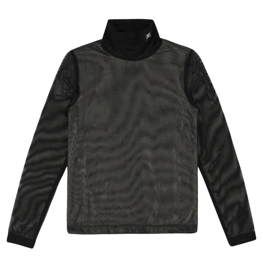 KIDS21 Black Mesh Turtle Neck Top for Kids - Breathable & Comfortable