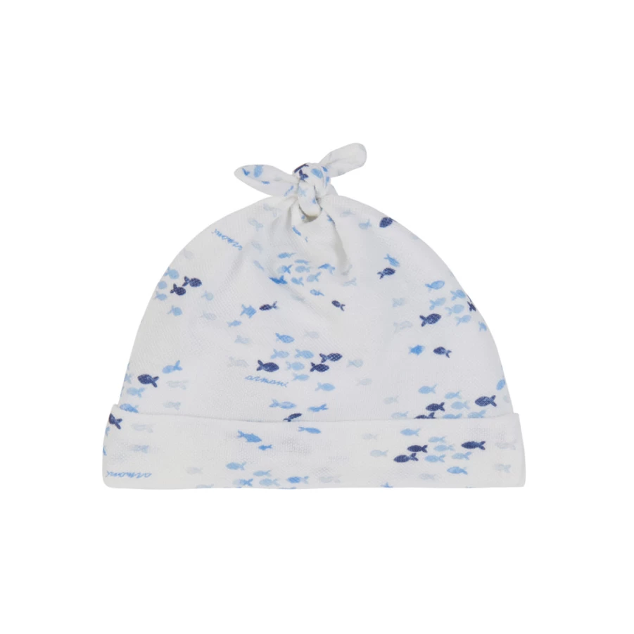 "KIDS21 Light Blue Fishes Print Beanie for Kids - Soft Winter Hat with Fun Fish Design"