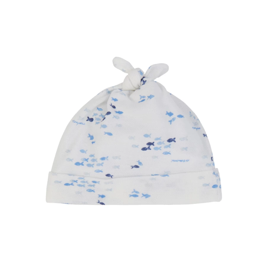"KIDS21 Light Blue Fishes Print Beanie for Kids - Soft Winter Hat with Fun Fish Design"
