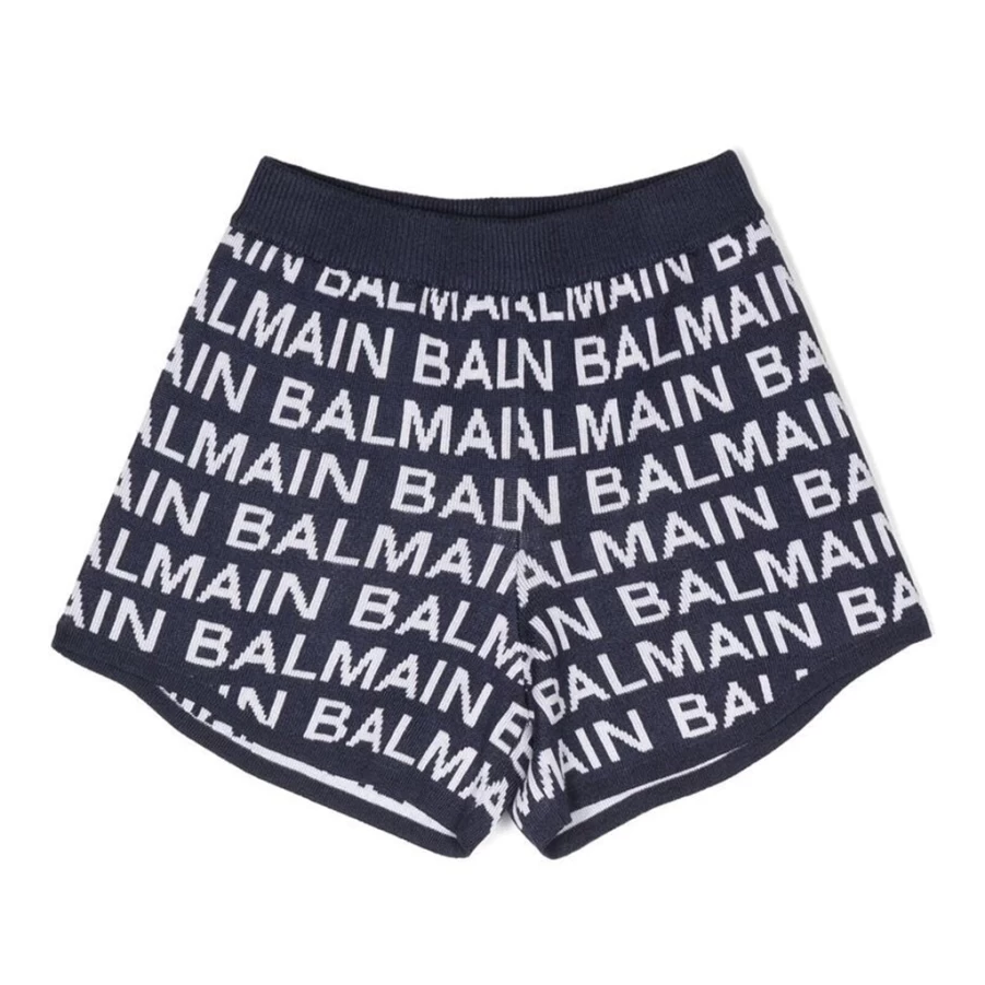 KIDS21 Navy Logo Embroidered Cotton Knit Shorts for Kids