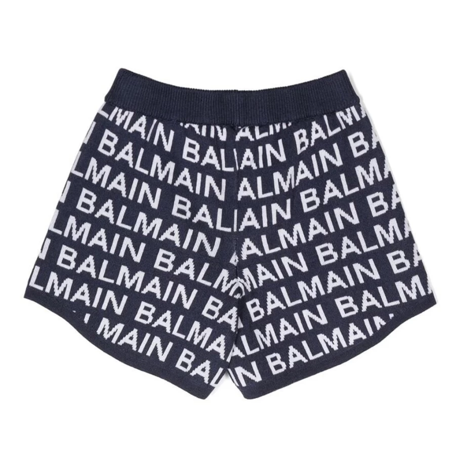 KIDS21 Navy Logo Embroidered Cotton Knit Shorts for Kids