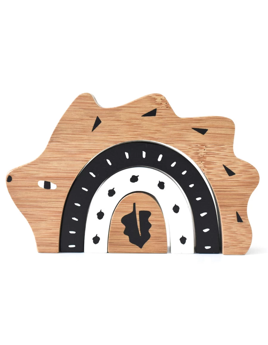 KIDS21 Brown Bamboo Hedgehog Nesting Toys - Eco-Friendly Stacking Playset for Kids