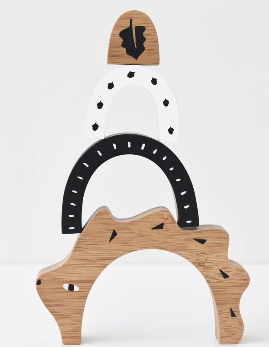 KIDS21 Brown Bamboo Hedgehog Nesting Toys - Eco-Friendly Stacking Playset for Kids