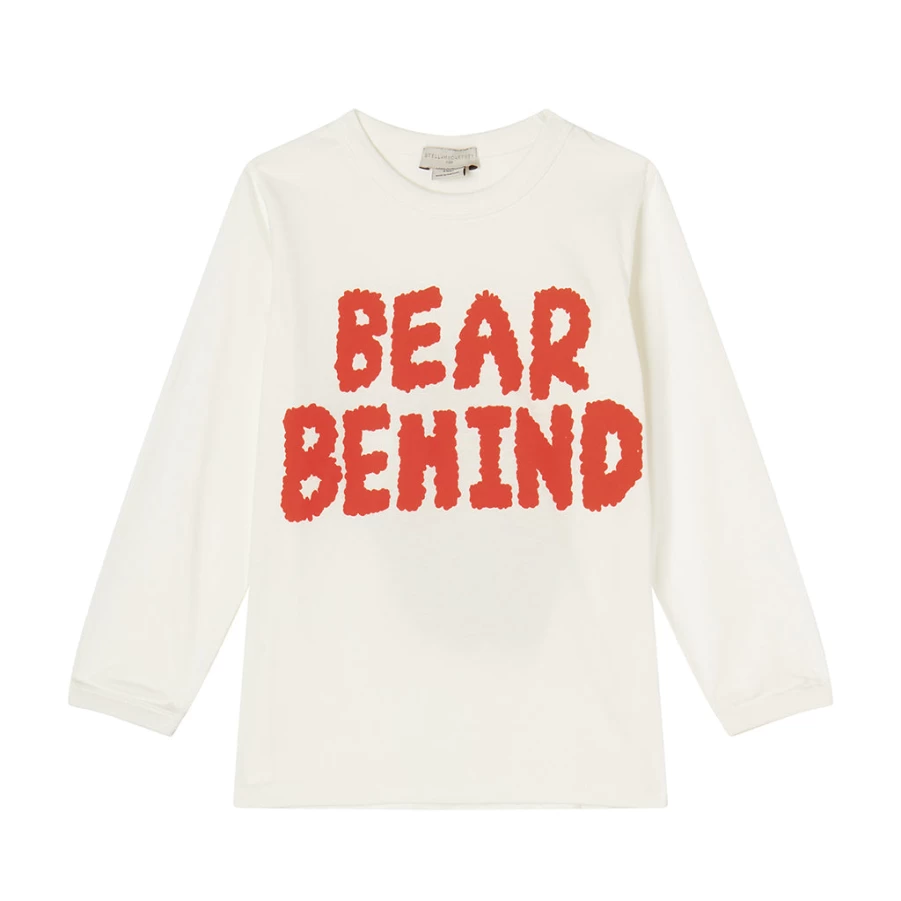"KIDS21 Ivory Bear Behind Graphic T-Shirt for Kids - Cute Animal Print Tee"