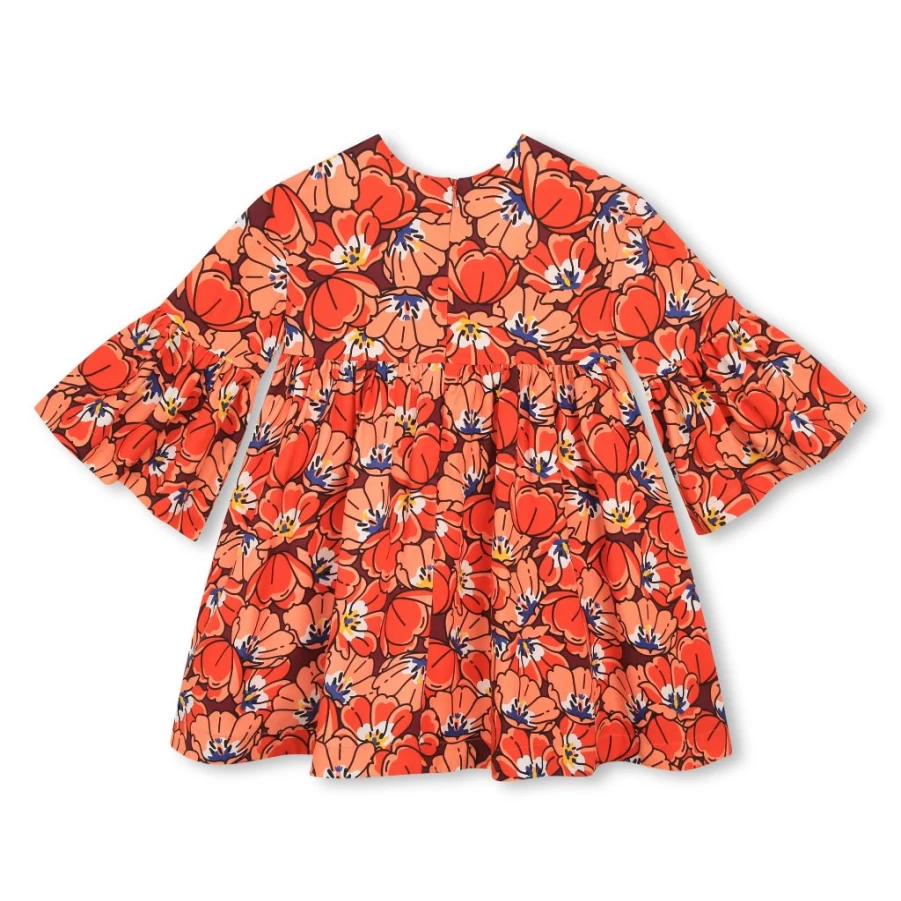 KIDS21 Peach Floral Ikebana Dress for Girls - Elegant Japanese Inspired Kids Dress