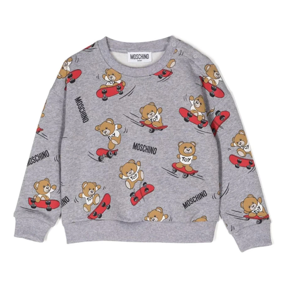 KIDS21 Grey Bear Print Sweatshirt for Kids - Cute Allover Animal Design Pullover