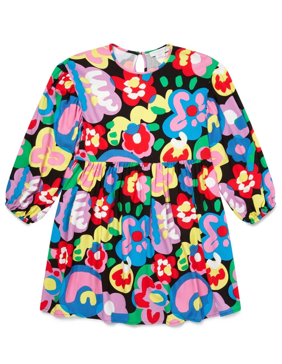 "KIDS21 Multi-Colored Floral Print Dress with Fun Shapes for Kids"