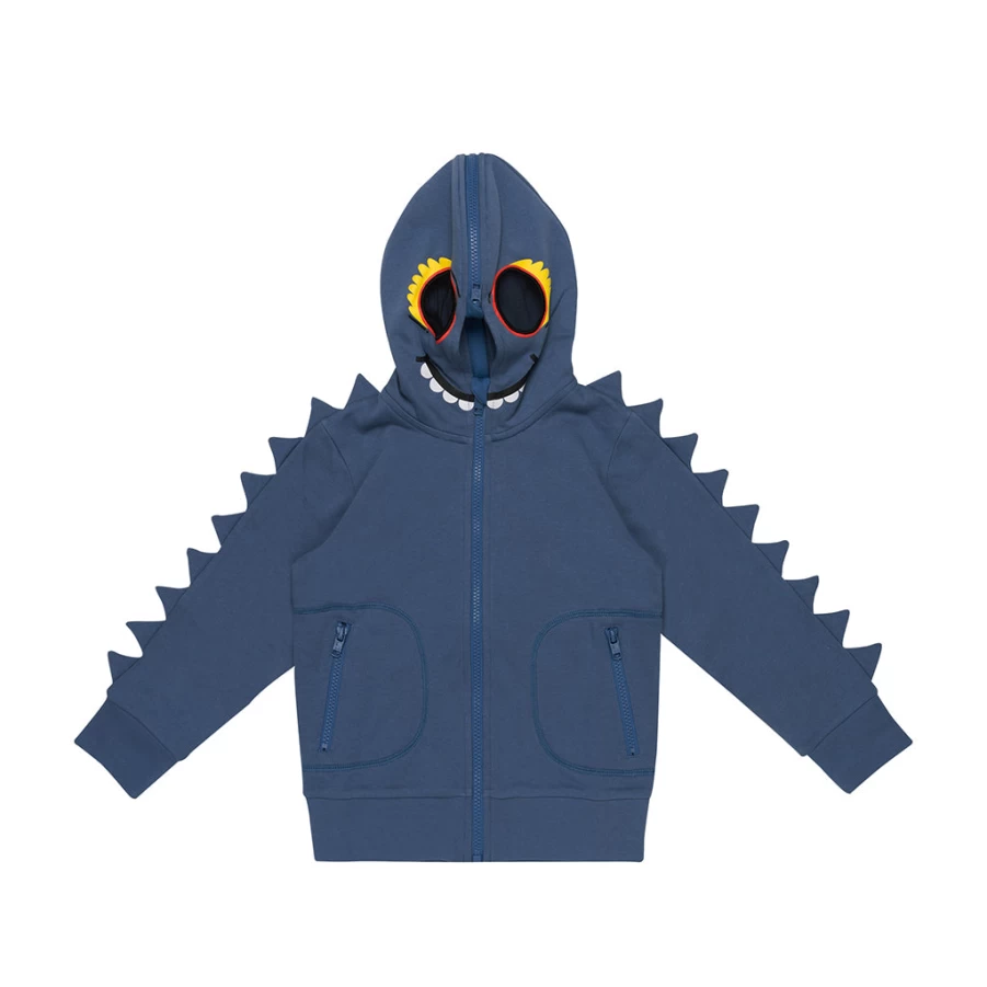 "KIDS21 Blue Monsters Hooded Cardigan for Kids - Cozy Fantasy Themed Sweater"